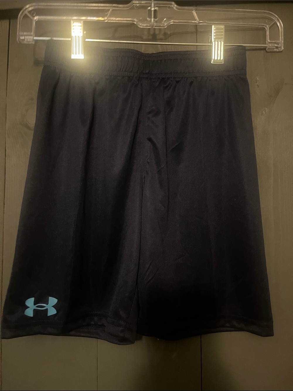 Under Armour Black Athletic Shorts with Teal Logo